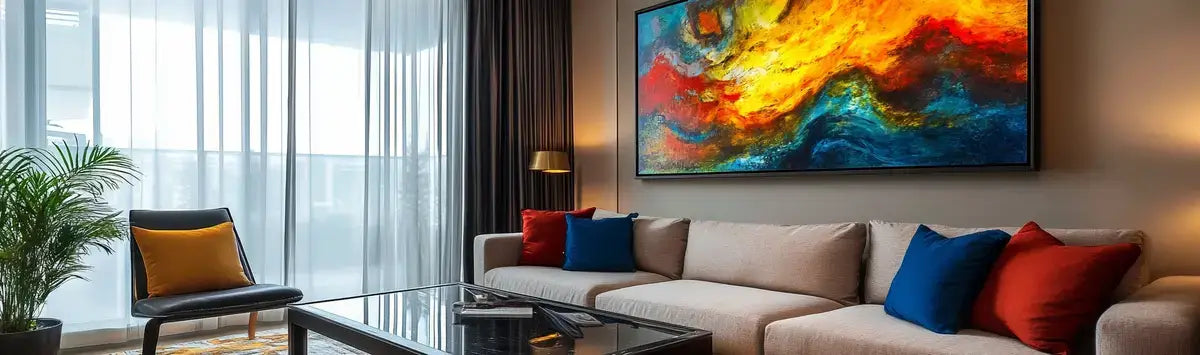 View of Transform Your Living Room with Elegant Glass Wall Art – Dekadron