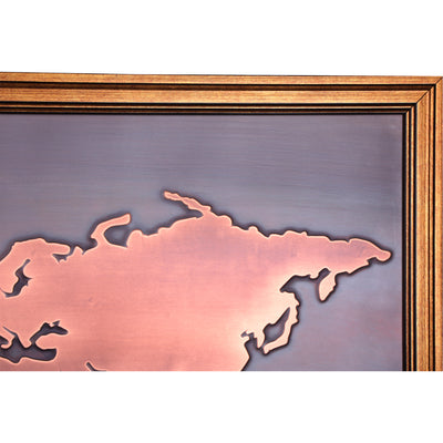 World Map Copper Wall Art