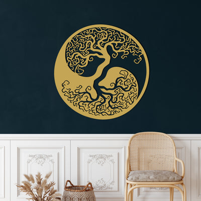 Tree of Life Yin Yang Metal Wall Art