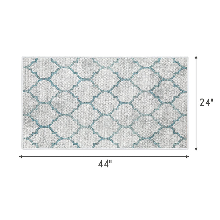 Geometric Design Multipurpose Floor Mat | 24"x44" | Gray&Teal