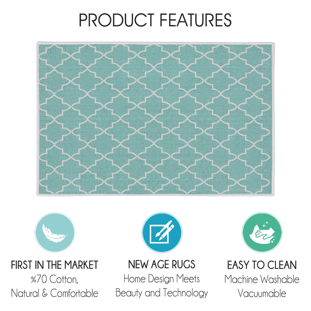 Geometric Design Multipurpose Floor Mat | 20"x31" | Turquoise