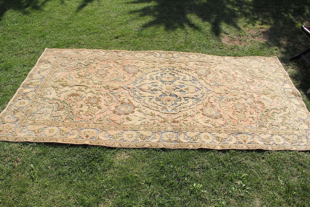 Vintage Carved Handmade Unique Rug  4'5'' X 8'7''