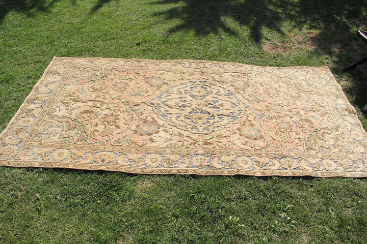 Vintage Carved Handmade Unique Rug  4'5'' X 8'7''