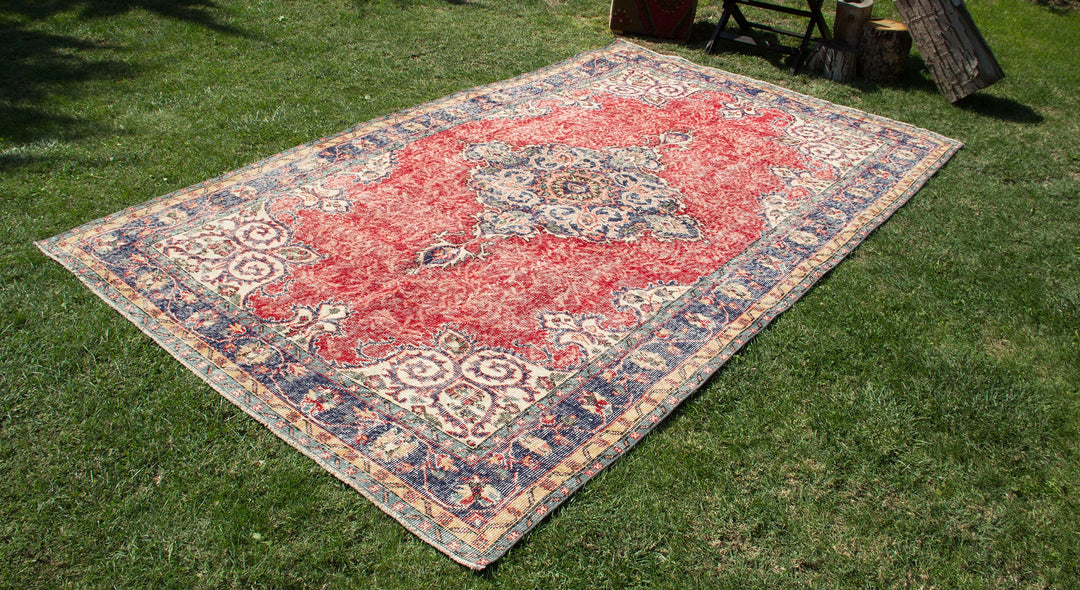Vintage Handmade Unique Rug  5'9'' X 9'9''