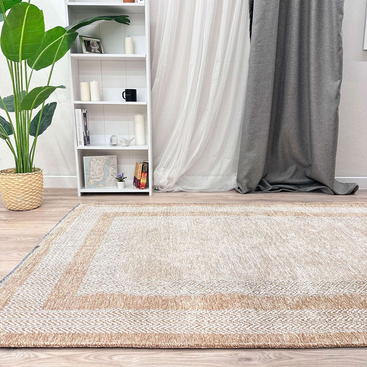 Alfa Rich Amber Gold Washable Area Rugs for Living Room Bedroom Kitchen Dining Cotton Rug