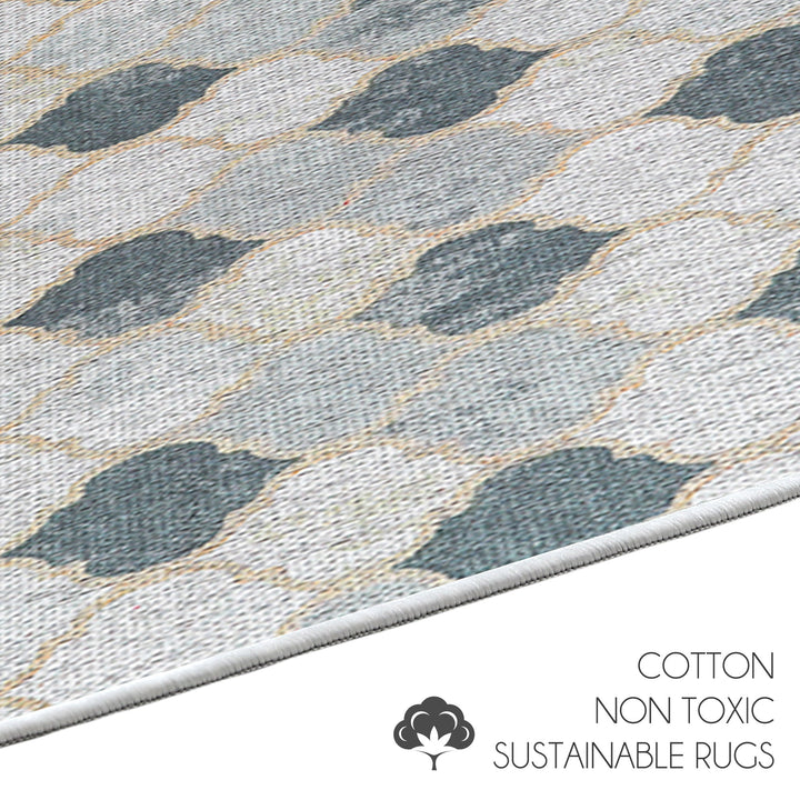 Moroccan Design Multipurpose Floor Mat | 20"x31" | Beige&Gray