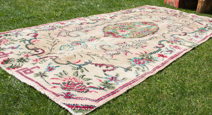Vintage Handmade Unique Rug  4'2'' X 8'1''