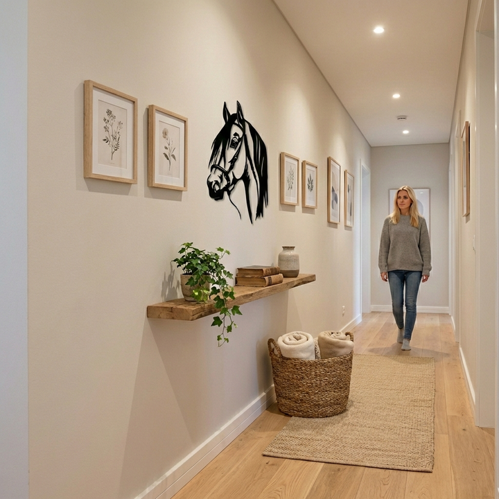 Tête de Cheval Art Mural en Métal