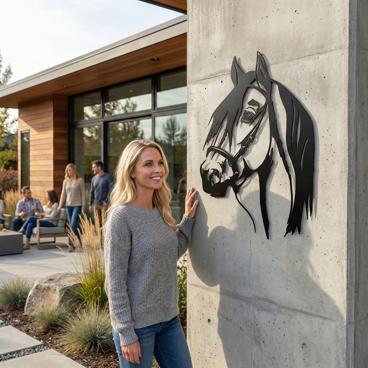 Tête de Cheval Art Mural en Métal