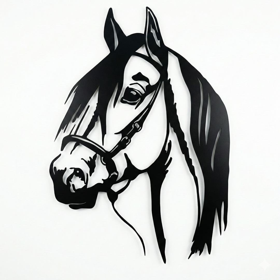 Tête de Cheval Art Mural en Métal