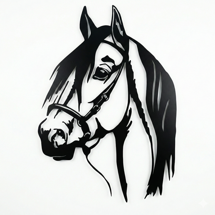 Tête de Cheval Art Mural en Métal