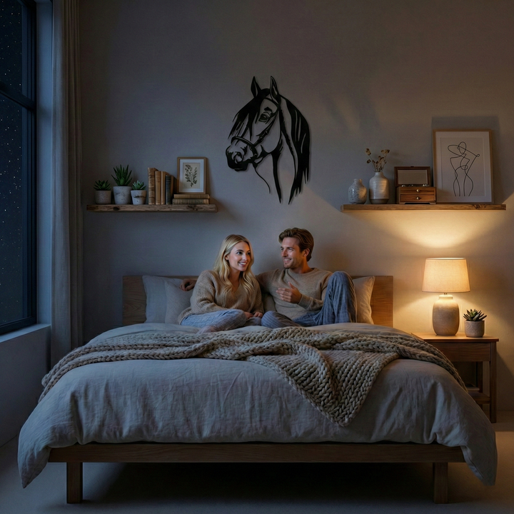 Tête de Cheval Art Mural en Métal