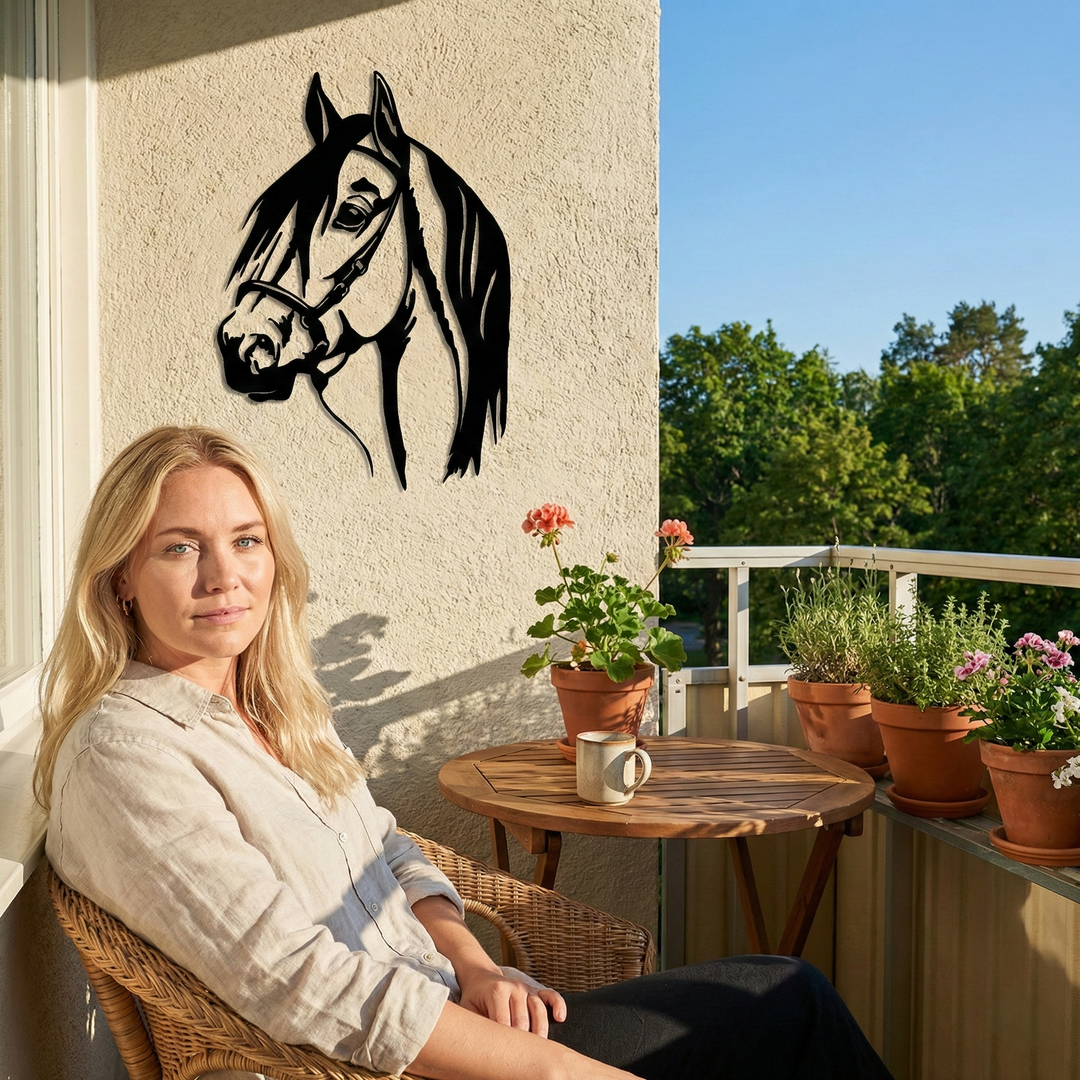 Tête de Cheval Art Mural en Métal