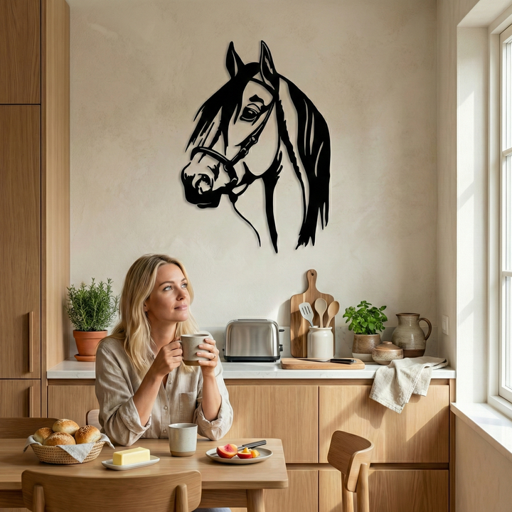 Tête de Cheval Art Mural en Métal