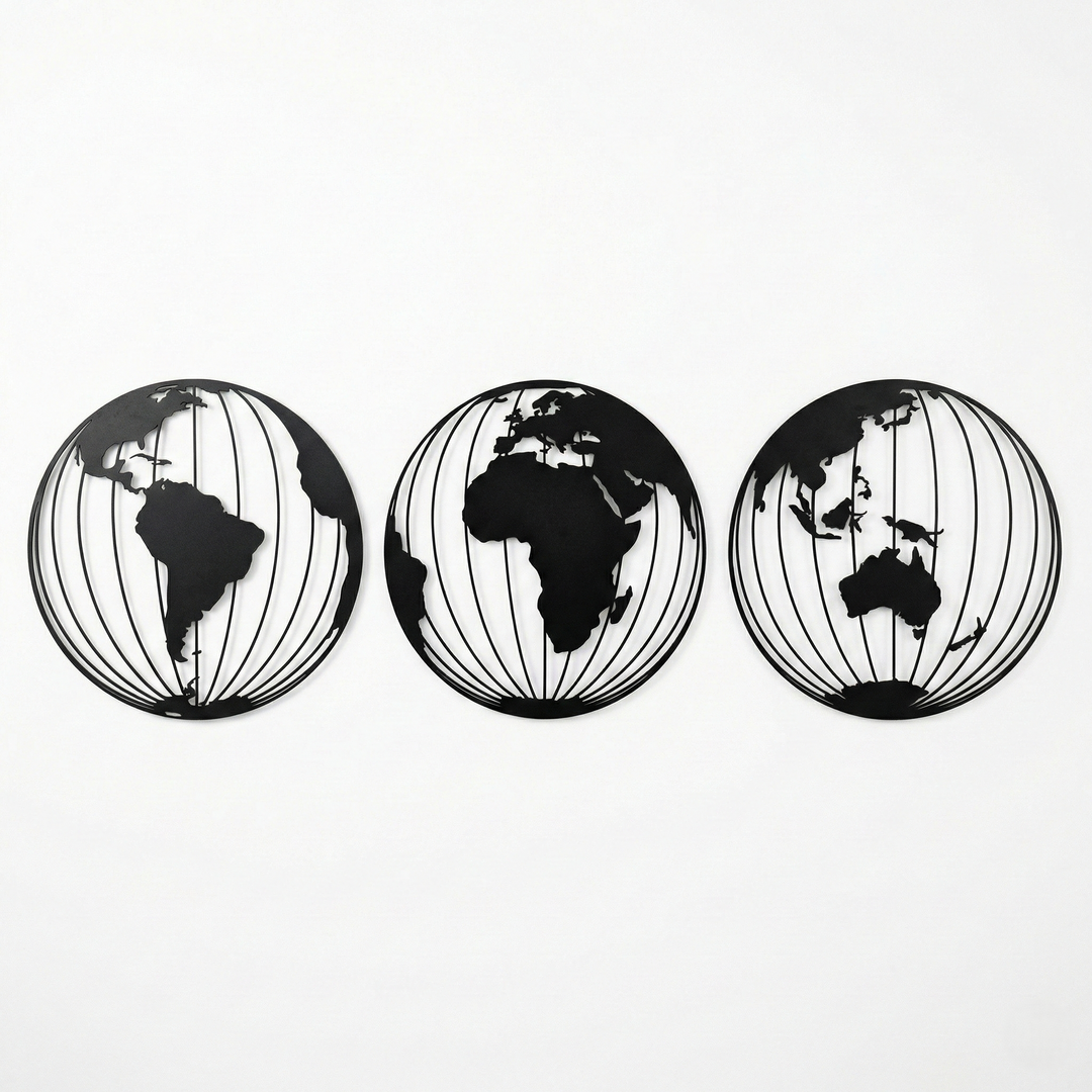 Weltkarte Metall Wandkunst