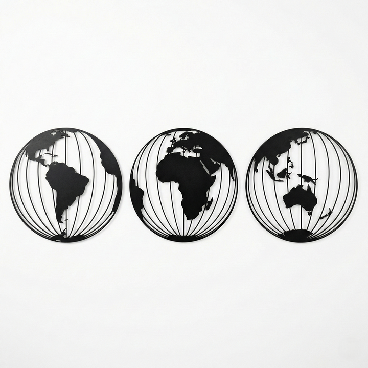 Weltkarte Metall Wandkunst
