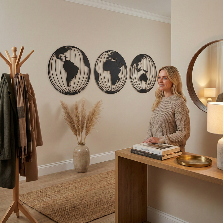 Weltkarte Metall Wandkunst