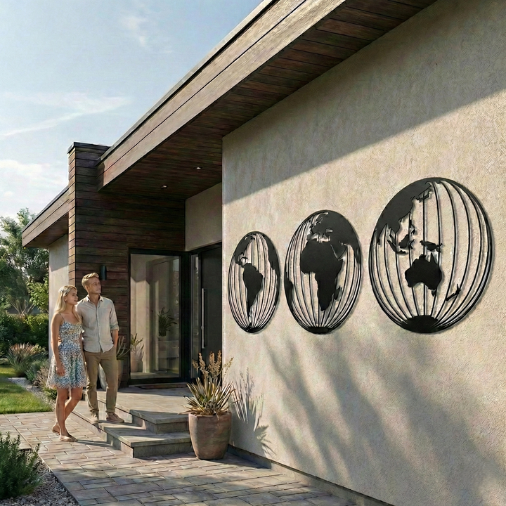 Weltkarte Metall Wandkunst