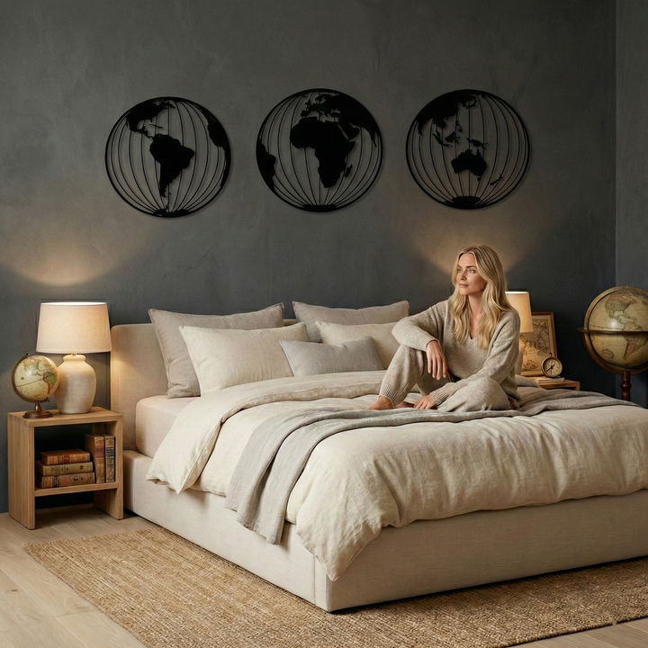 Weltkarte Metall Wandkunst