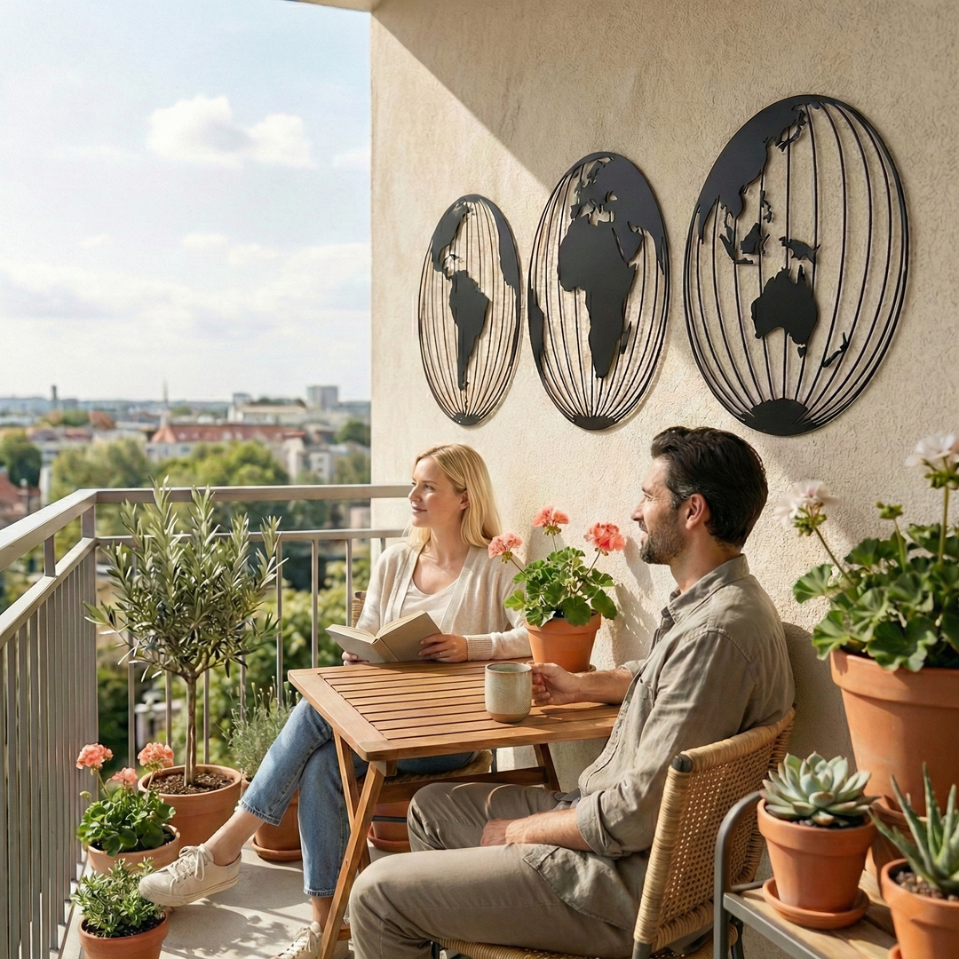 Weltkarte Metall Wandkunst