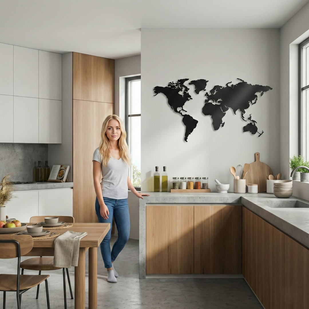 Mappa del mondo in metallo da parete