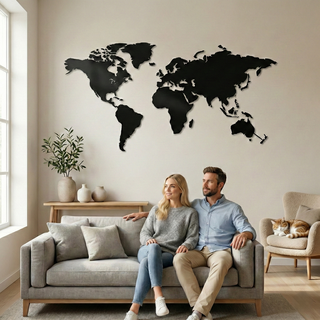 Mappa del mondo in metallo da parete