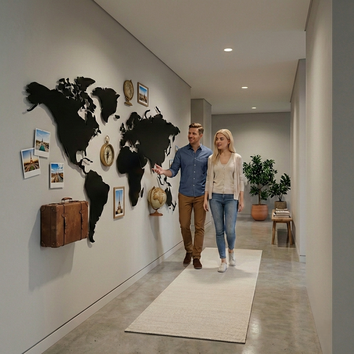 Mappa del mondo in metallo da parete