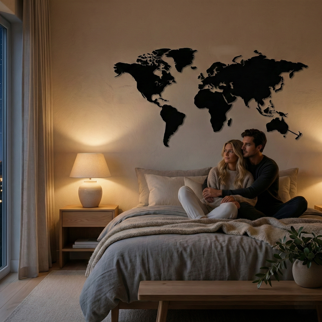 Mappa del mondo in metallo da parete