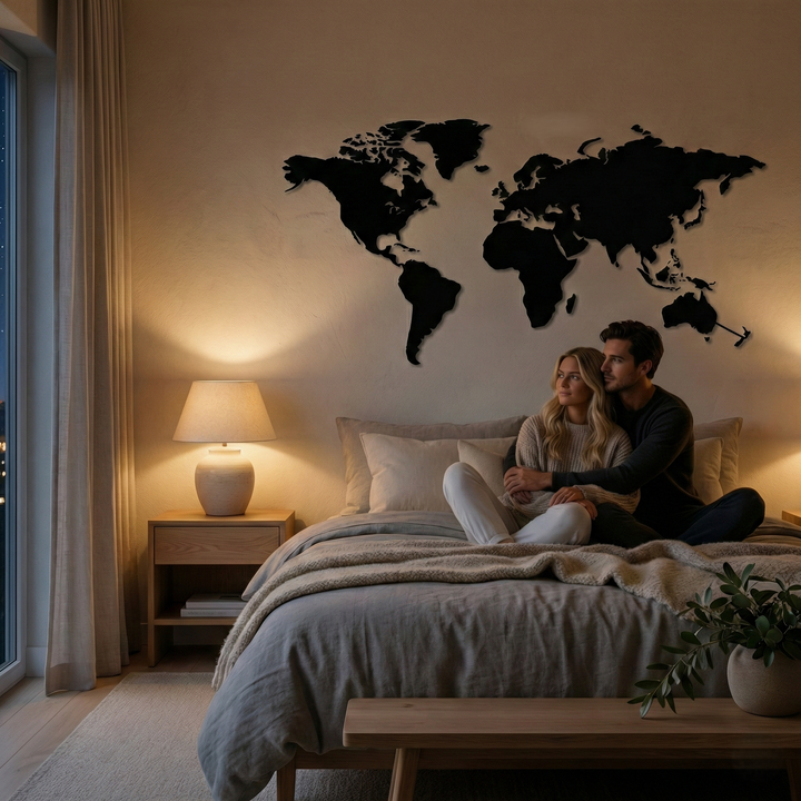 Mappa del mondo in metallo da parete