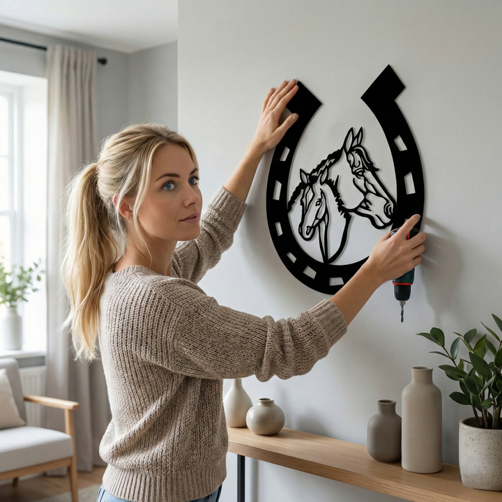 Ferro di Cavallo Arte Murale in Metallo