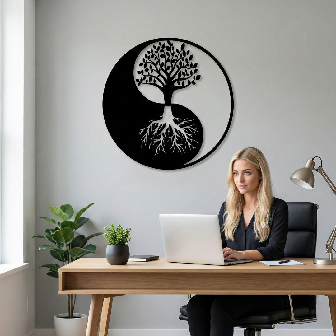 Arte de Pared de Metal Yin Yang