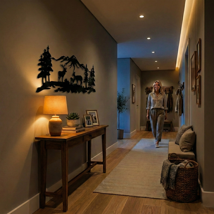 Arte murale in metallo "Famiglia di Cervi"