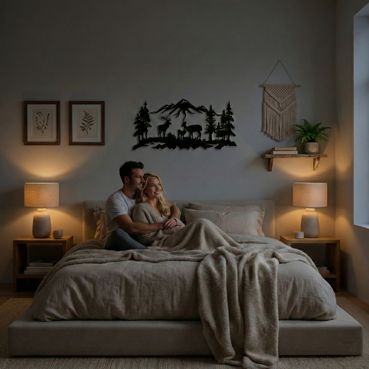 Arte murale in metallo "Famiglia di Cervi"