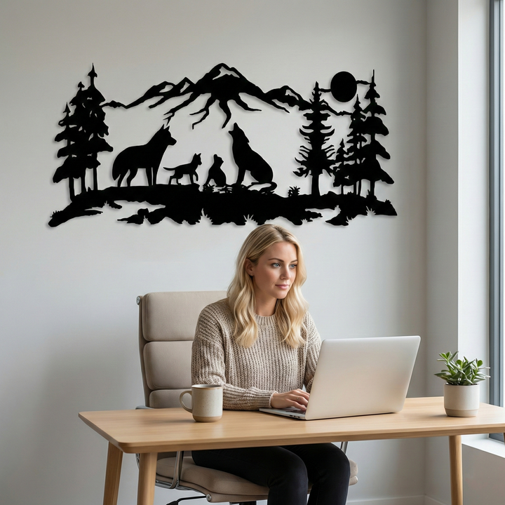 Wolf Family Metal Wall Art