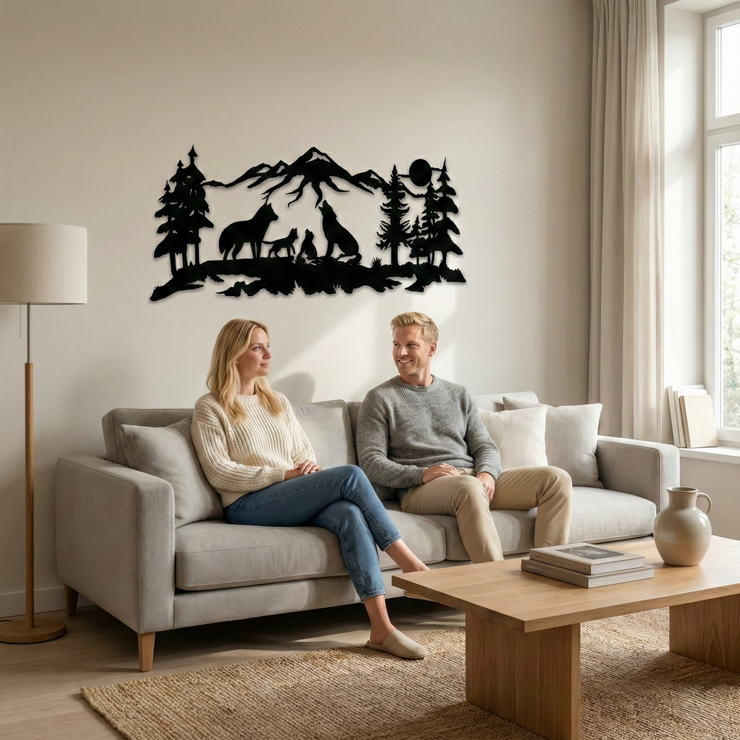 Wolf Family Metal Wall Art