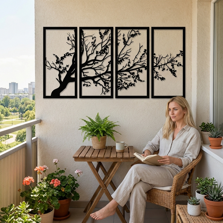 Décoration murale - L'arbre de vie - 3 oiseaux - Métal noir - Style contemporain - À suspendre - Maison Décoration murale - L'arbre de vie - 3 oiseaux - Métal noir - Style contemporain - À suspendre - Maison