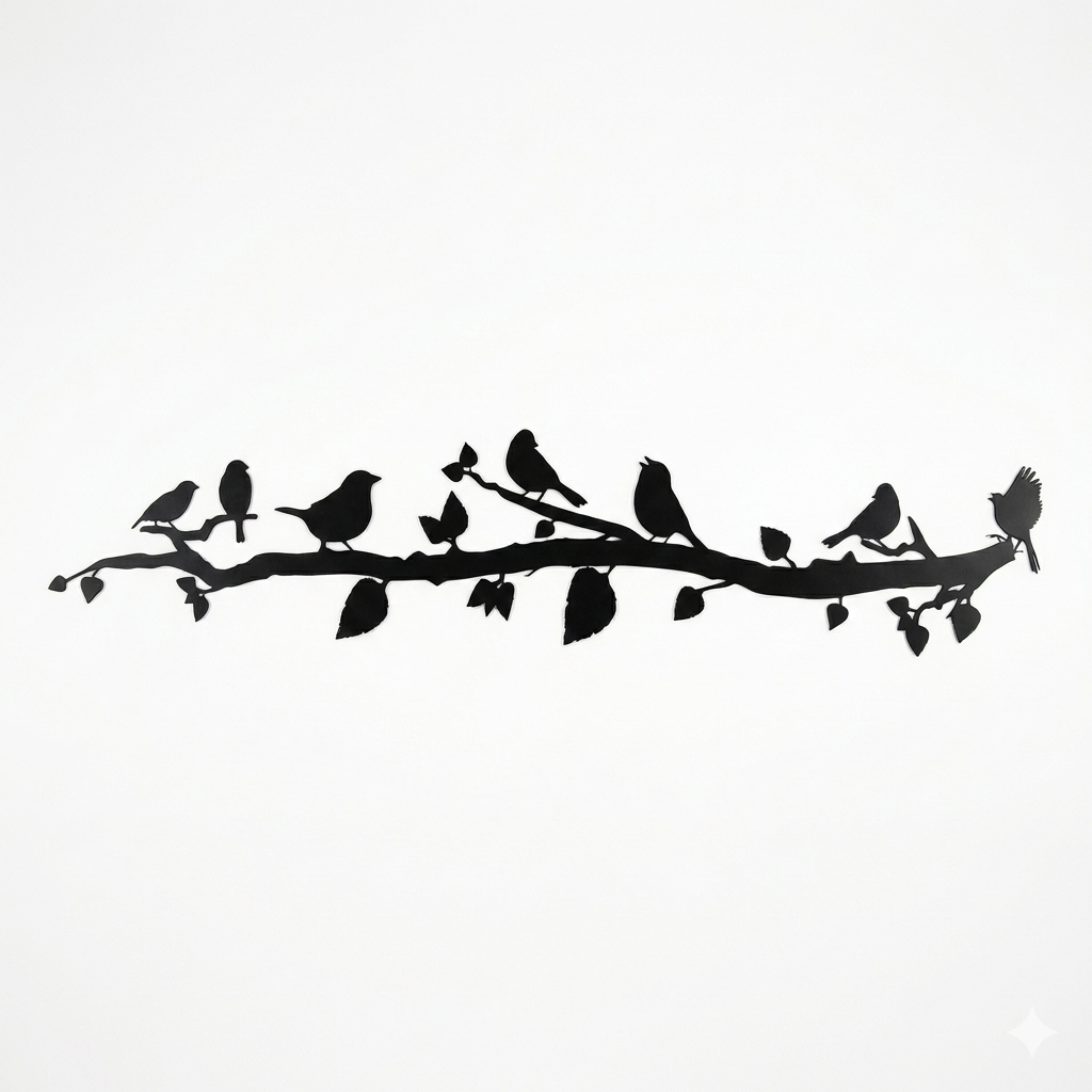 Oiseaux Sur Branche Art Bural en Métal