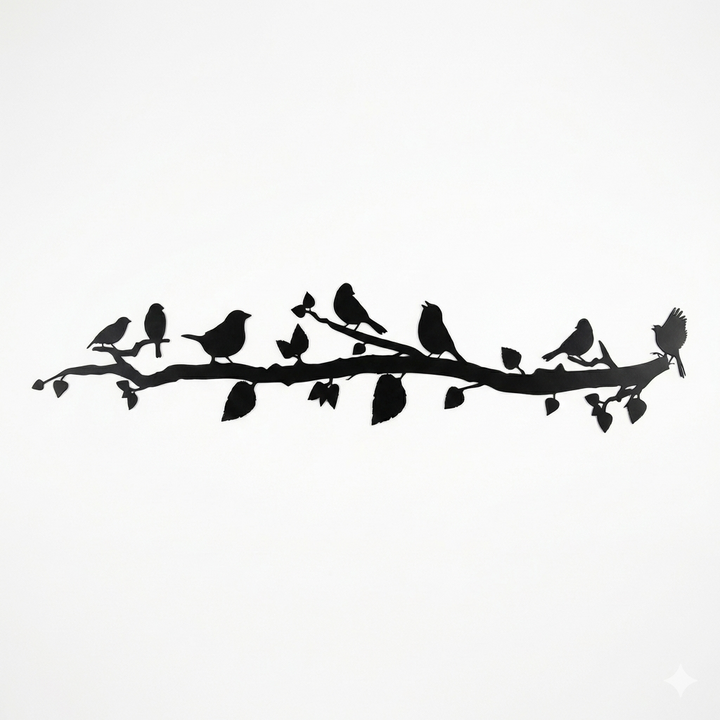 Oiseaux Sur Branche Art Bural en Métal
