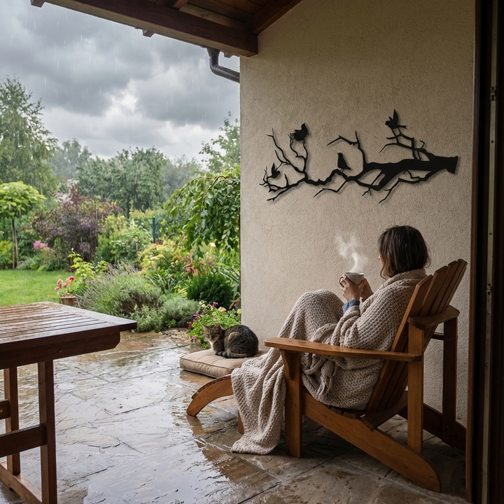 Birds on Branch Metal Wall Art