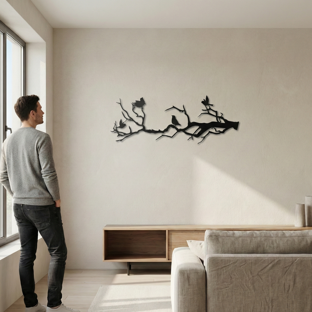 Birds on Branch Metal Wall Art