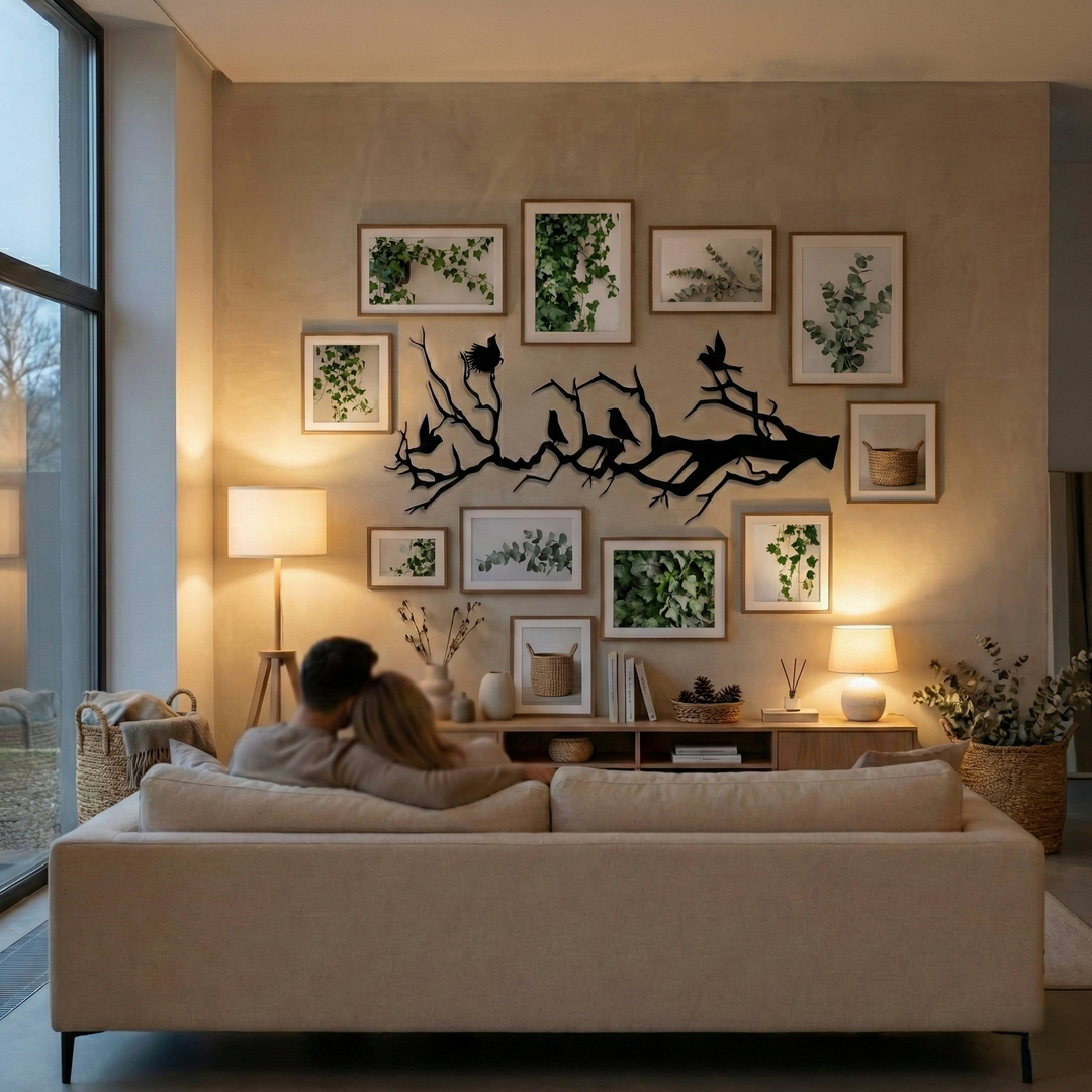 Birds on Branch Metal Wall Art