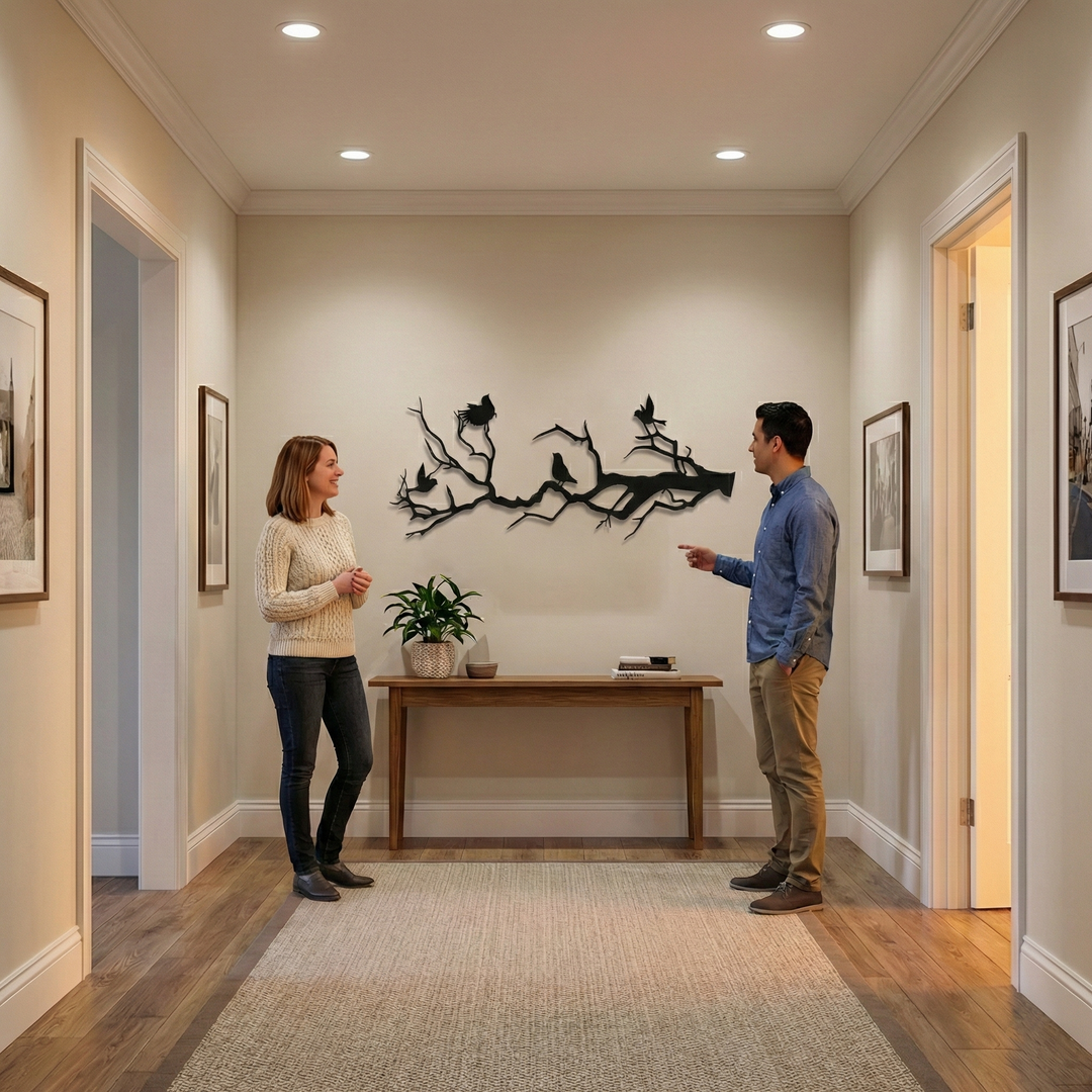 Birds on Branch Metal Wall Art