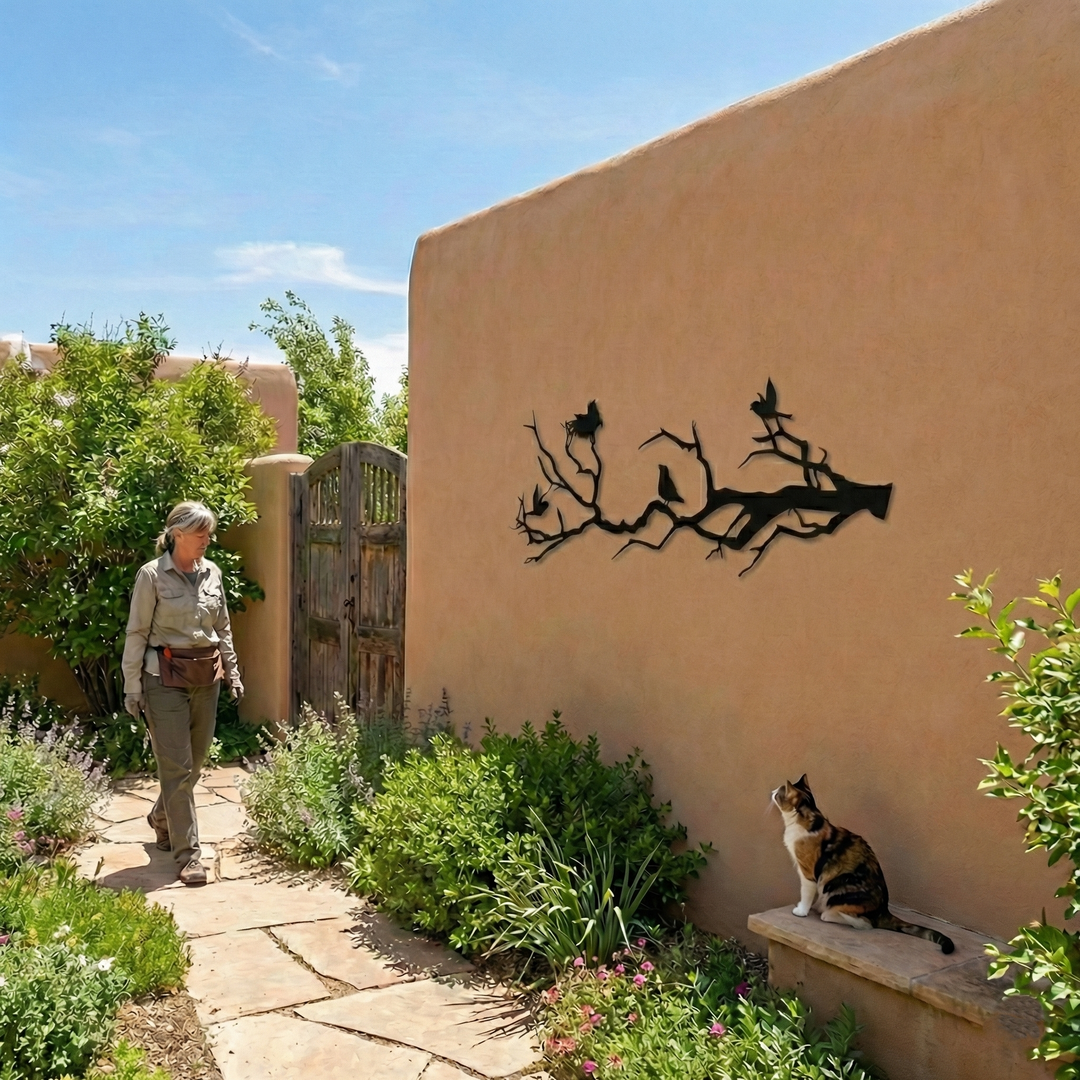 Birds on Branch Metal Wall Art