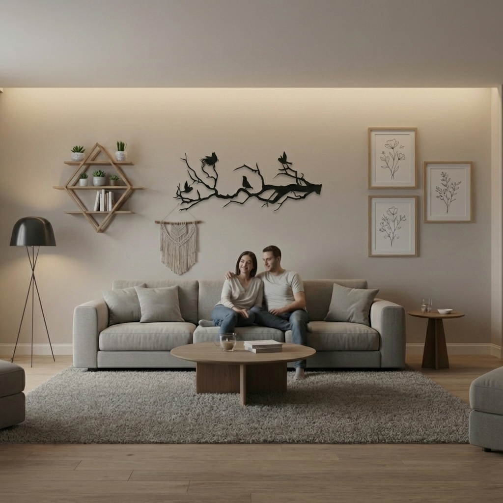 Birds on Branch Metal Wall Art