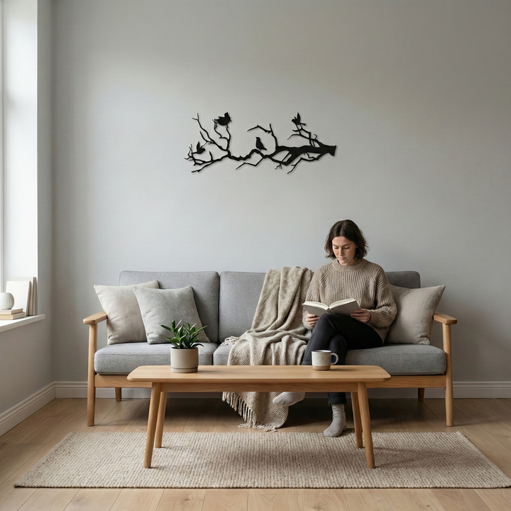 Birds on Branch Metal Wall Art