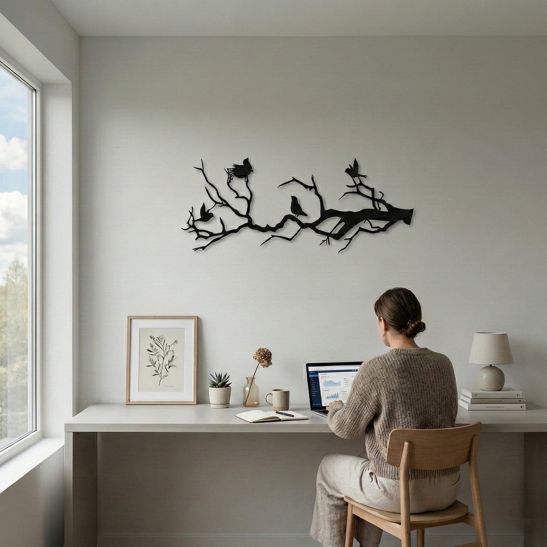 Birds on Branch Metal Wall Art