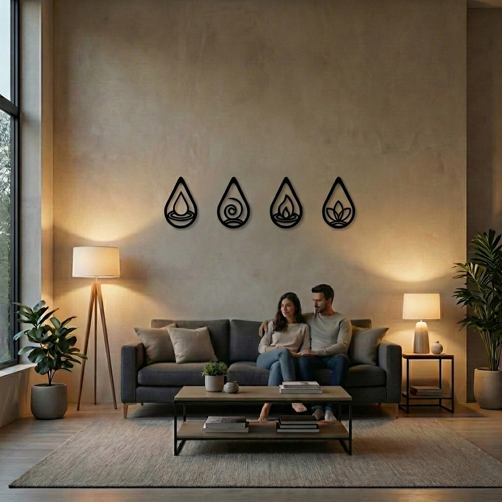 Art Mural en Métal Quatre Eléments