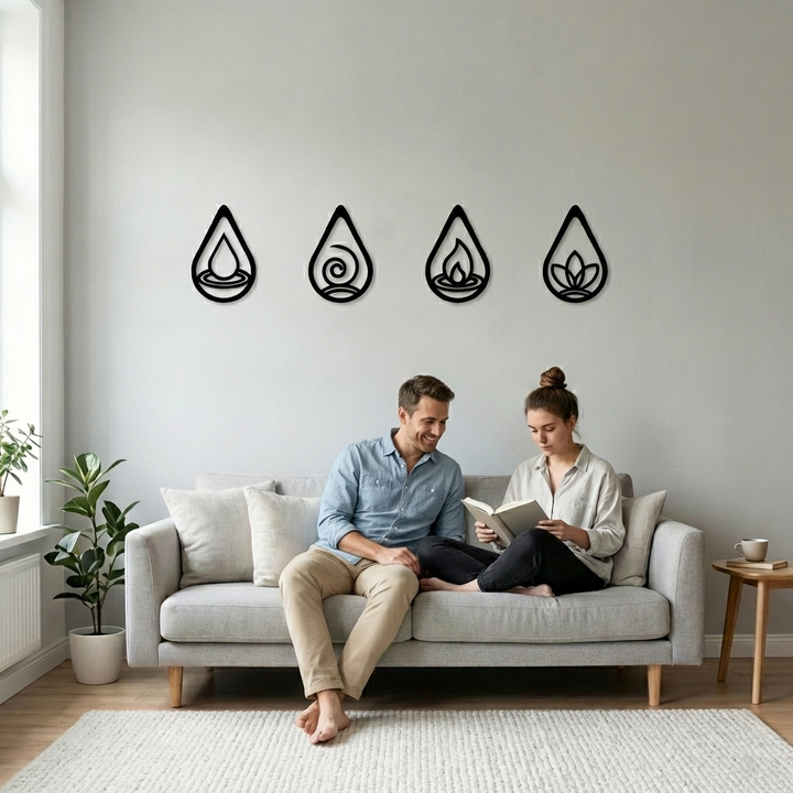 Art Mural en Métal Quatre Eléments