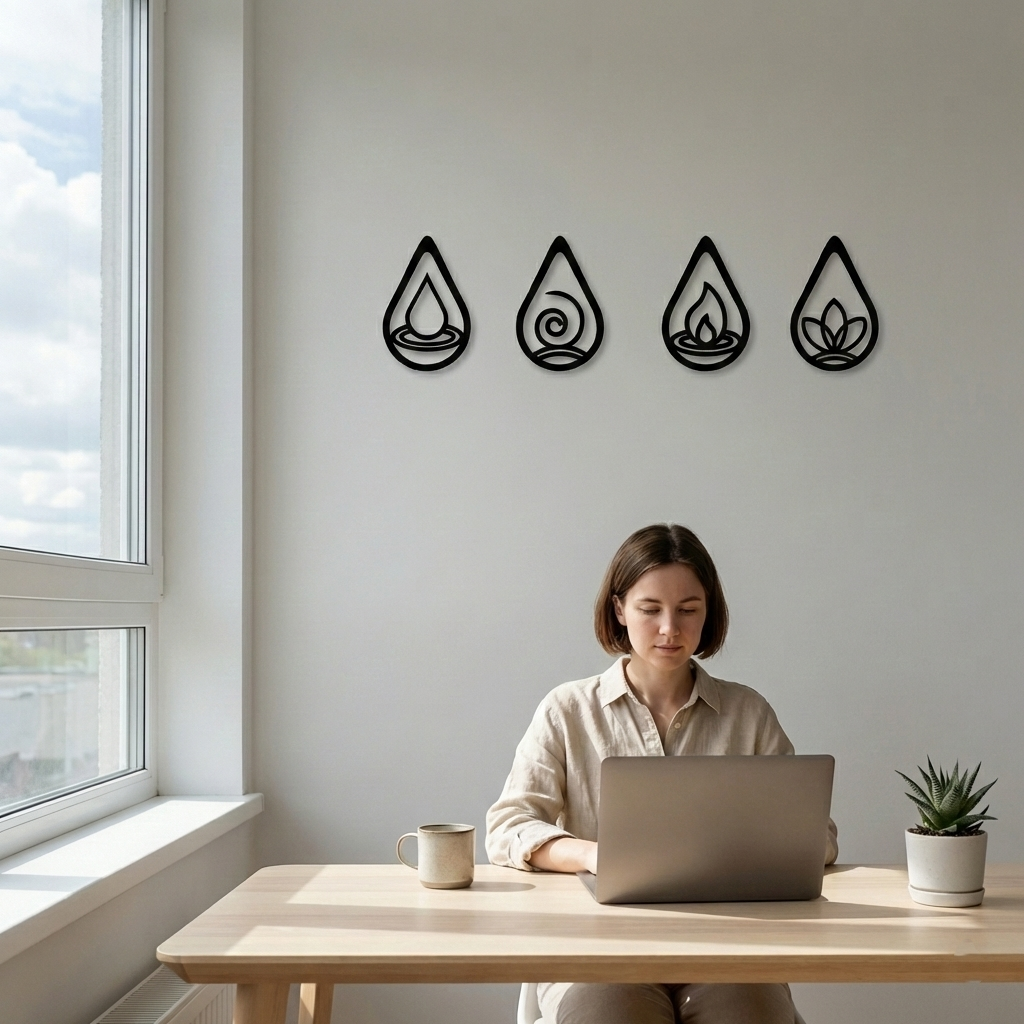 Art Mural en Métal Quatre Eléments