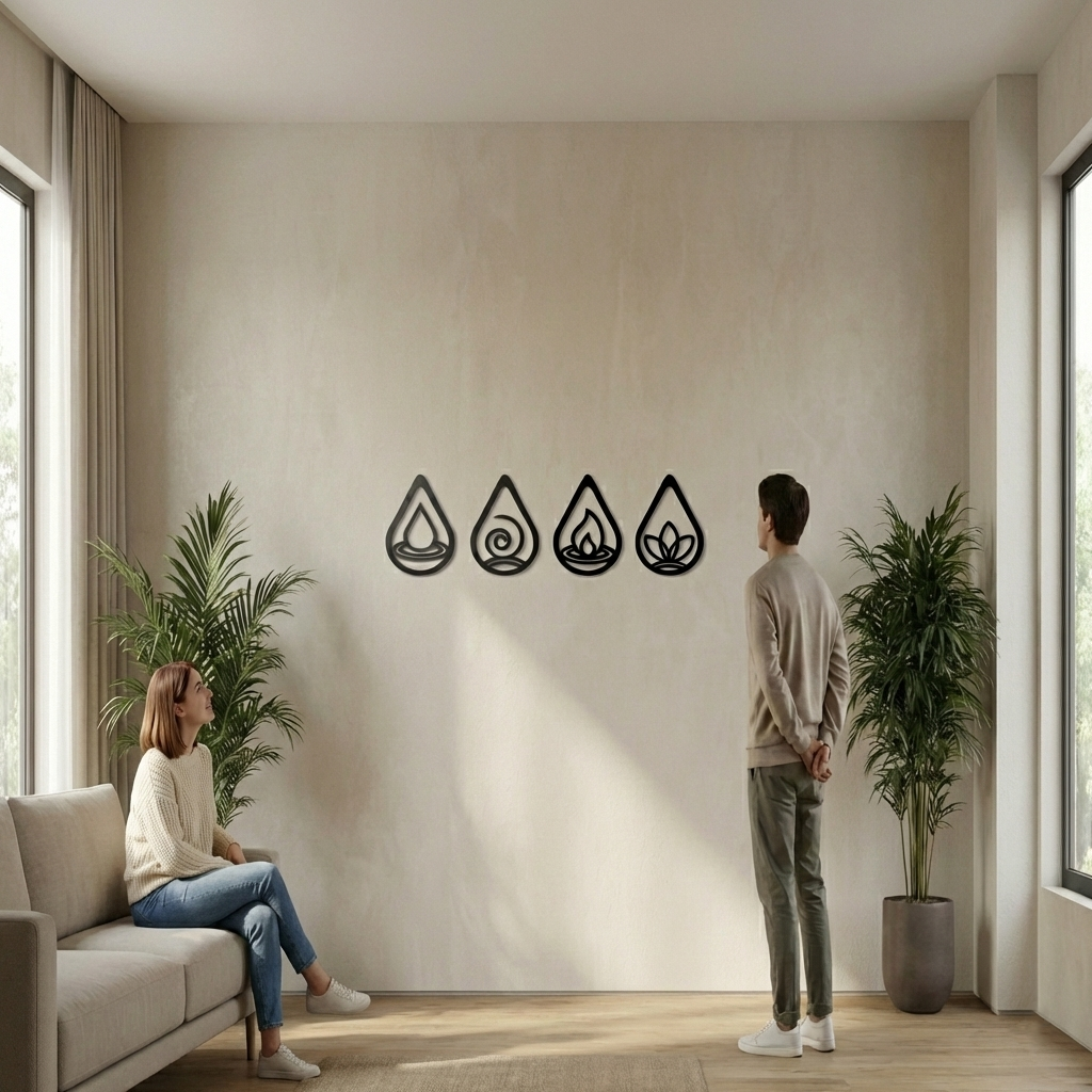 Art Mural en Métal Quatre Eléments